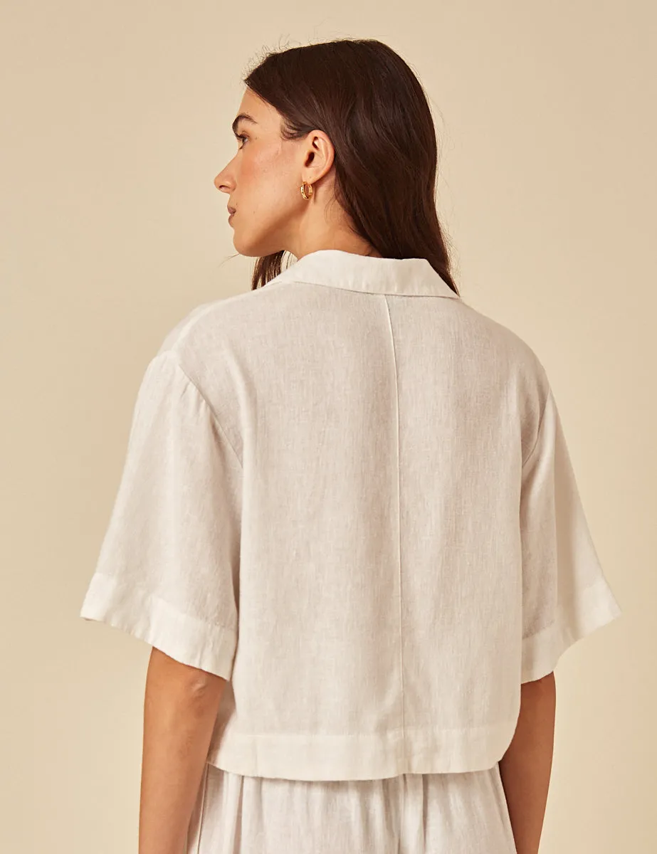 White Linen-blend Shirt sold by Nobody's Child product image thumbnail 3