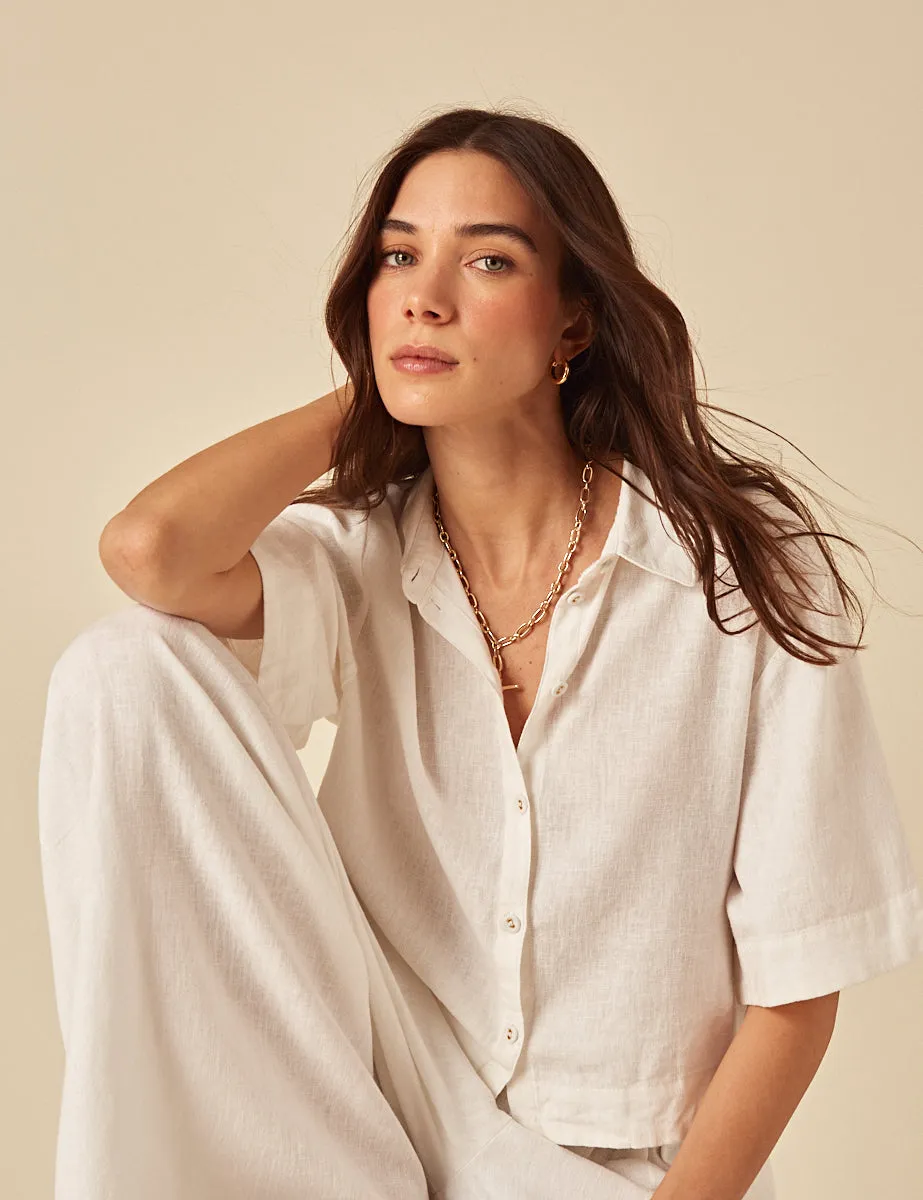 White Linen-blend Shirt sold by Nobody's Child product image thumbnail 2