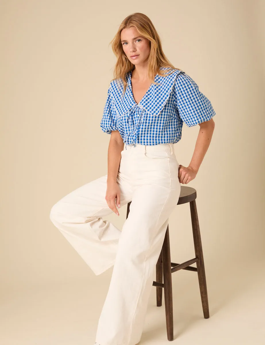 Blue Gingham Birdie Blouse sold by Nobody's Child product image thumbnail 2