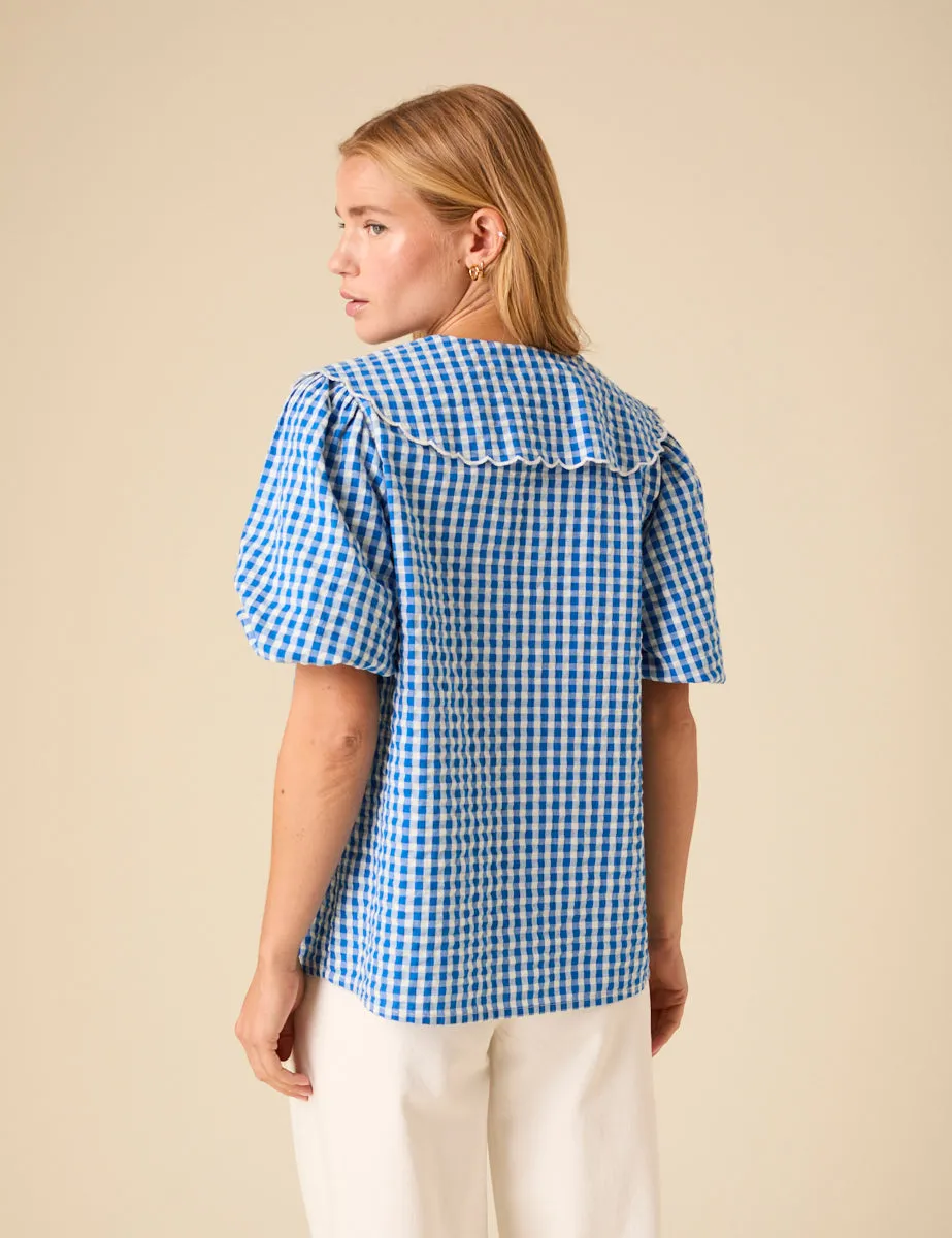 Blue Gingham Birdie Blouse sold by Nobody's Child product image thumbnail 5