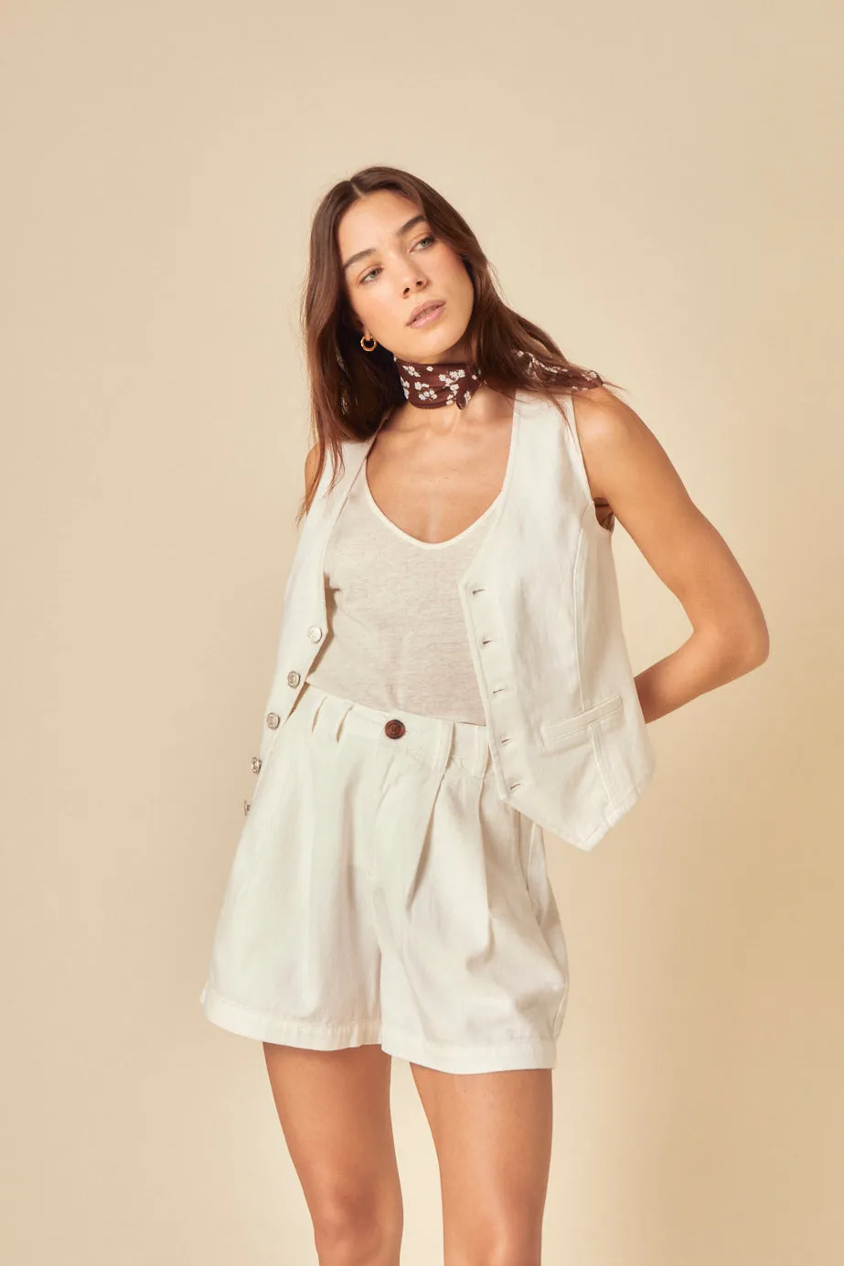 White Denim Ava Shorts sold by Nobody's Child