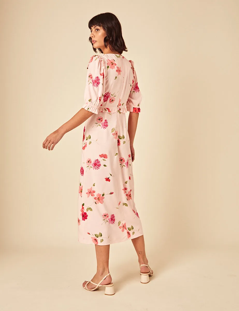 Pink Floral Felicia Midi Dress sold by Nobody's Child product image thumbnail 4