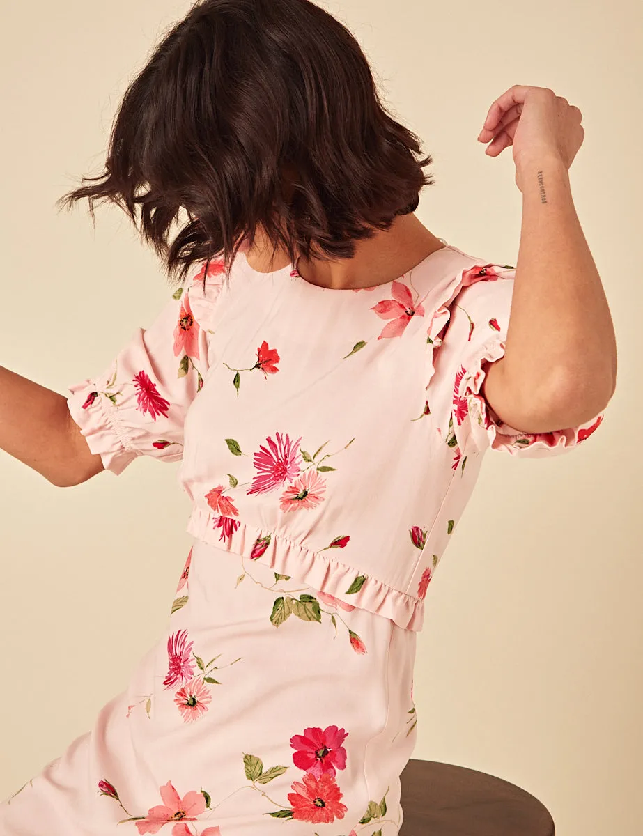 Pink Floral Felicia Midi Dress sold by Nobody's Child product image thumbnail 3