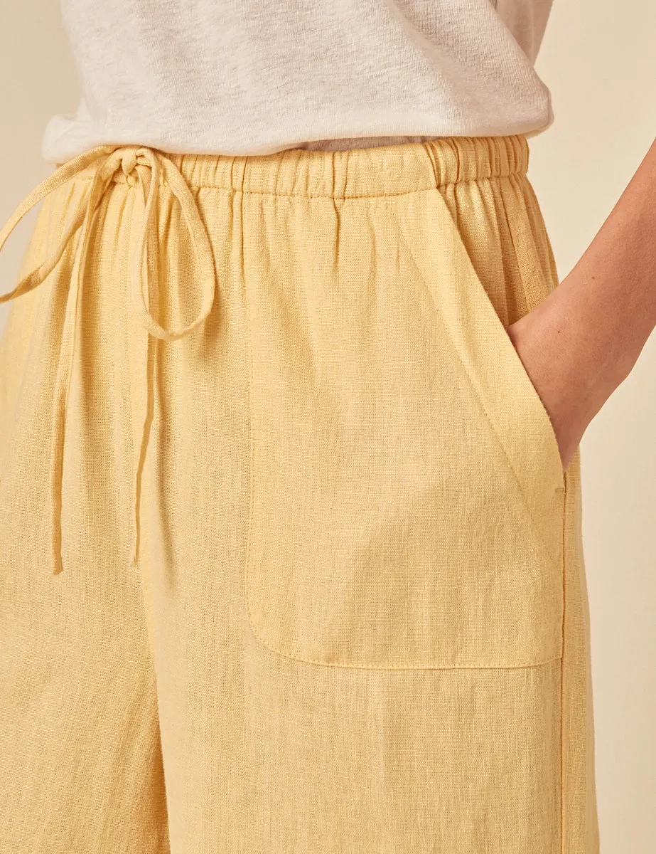 Butter Yellow Linen-blend Shona Trousers sold by Nobody's Child product image thumbnail 4