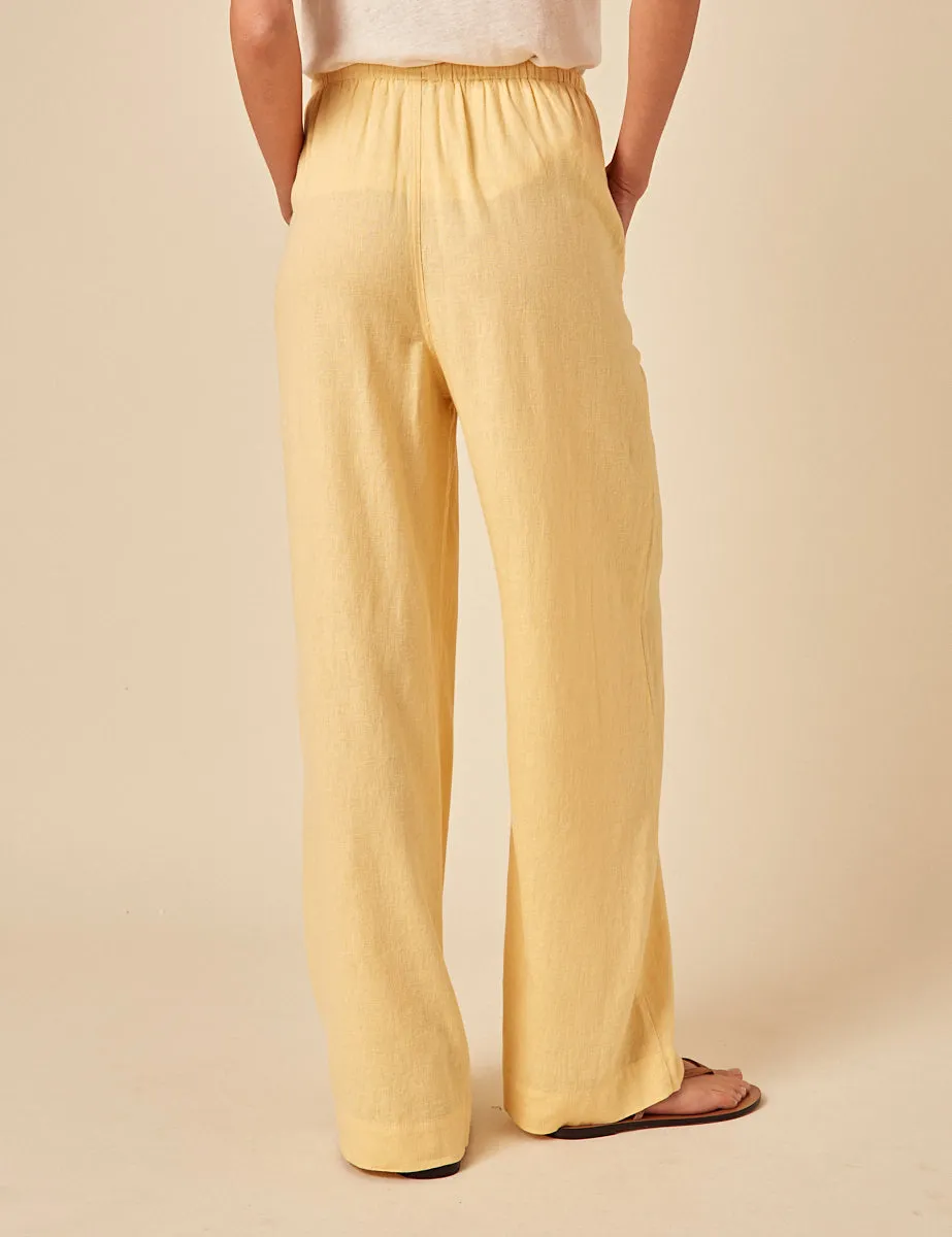 Butter Yellow Linen-blend Shona Trousers sold by Nobody's Child product image thumbnail 5