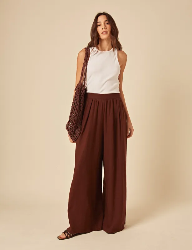 Brown Linen-blend Jerrow Trousers sold by Nobody's Child