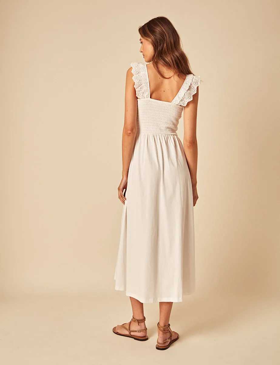 White Shirred Rita Midi Dress sold by Nobody's Child product image thumbnail 4
