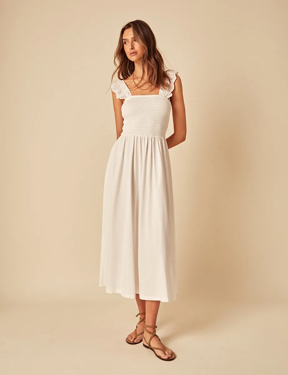 White Shirred Rita Midi Dress sold by Nobody's Child product image thumbnail 3