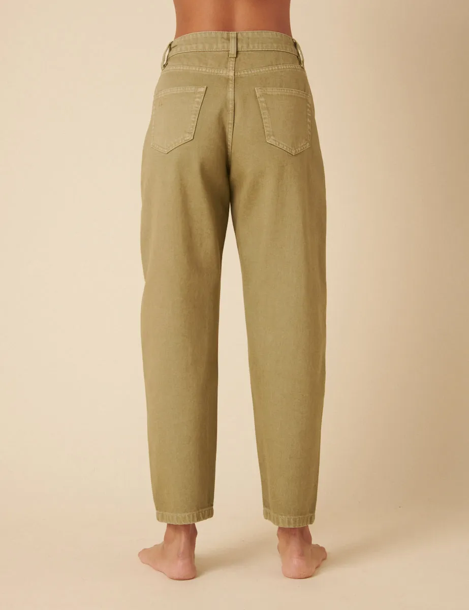 Green High Rise Barrel Leg Jeans sold by Nobody's Child product image thumbnail 5