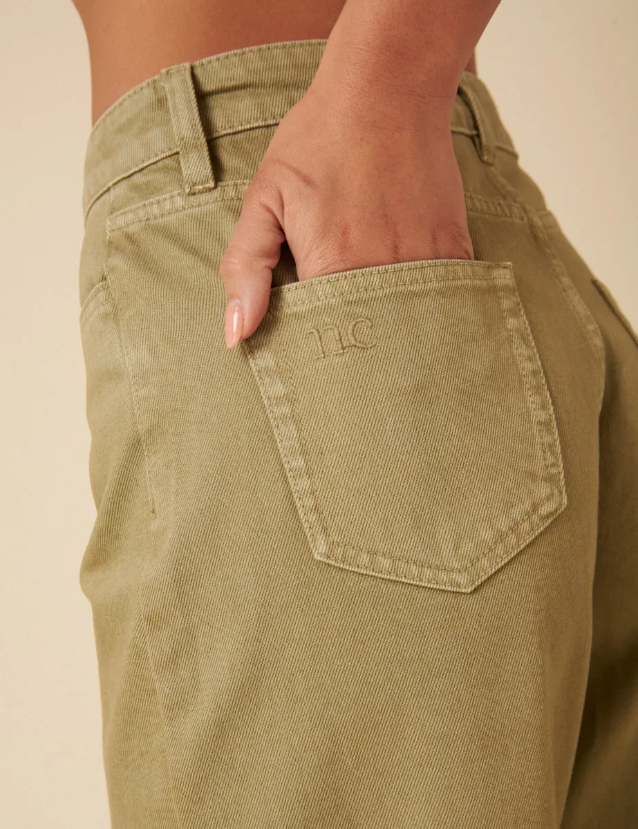 Green High Rise Barrel Leg Jeans sold by Nobody's Child product image thumbnail 3