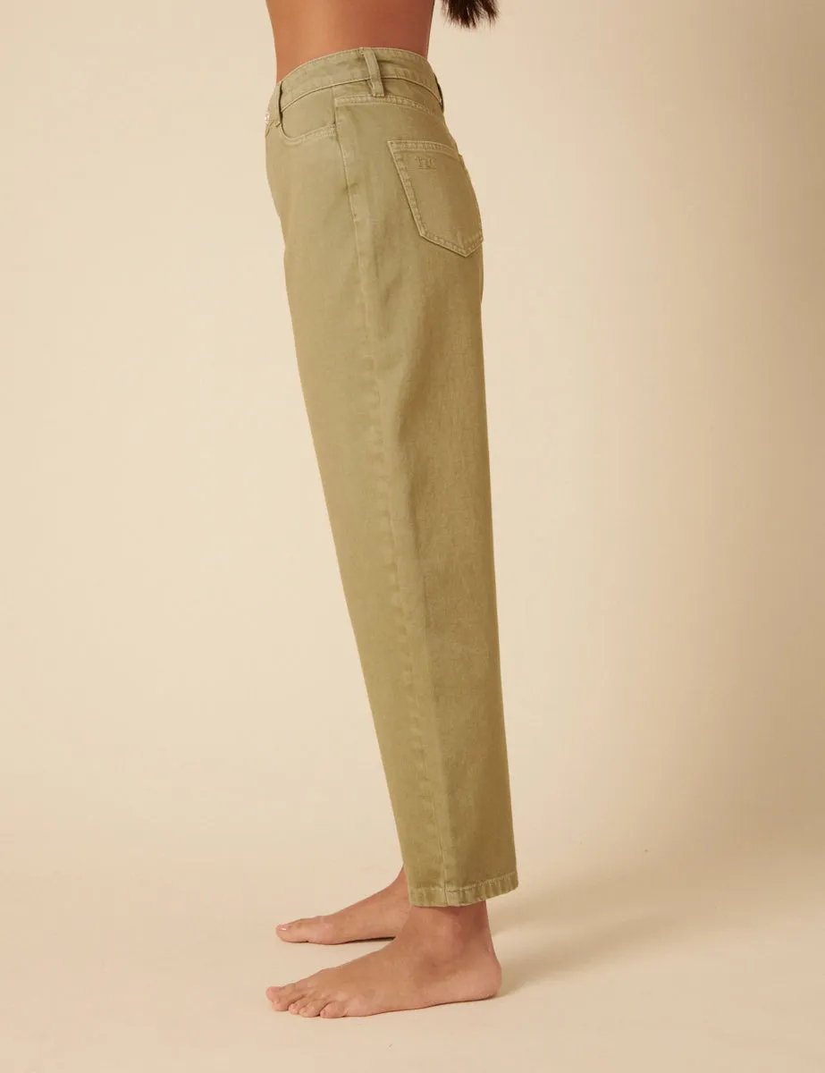 Green High Rise Barrel Leg Jeans sold by Nobody's Child product image thumbnail 4