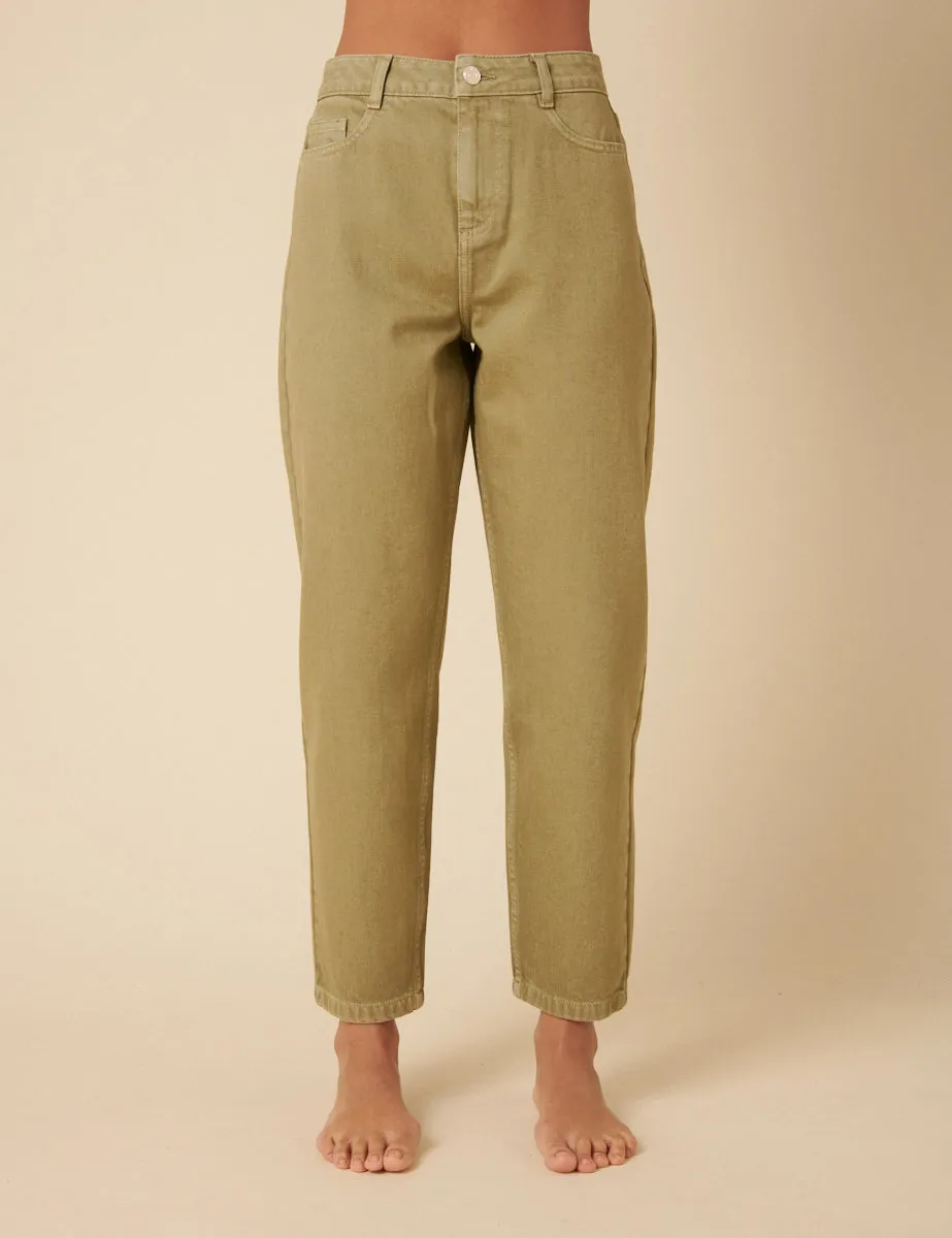 Green High Rise Barrel Leg Jeans sold by Nobody's Child product image thumbnail 2