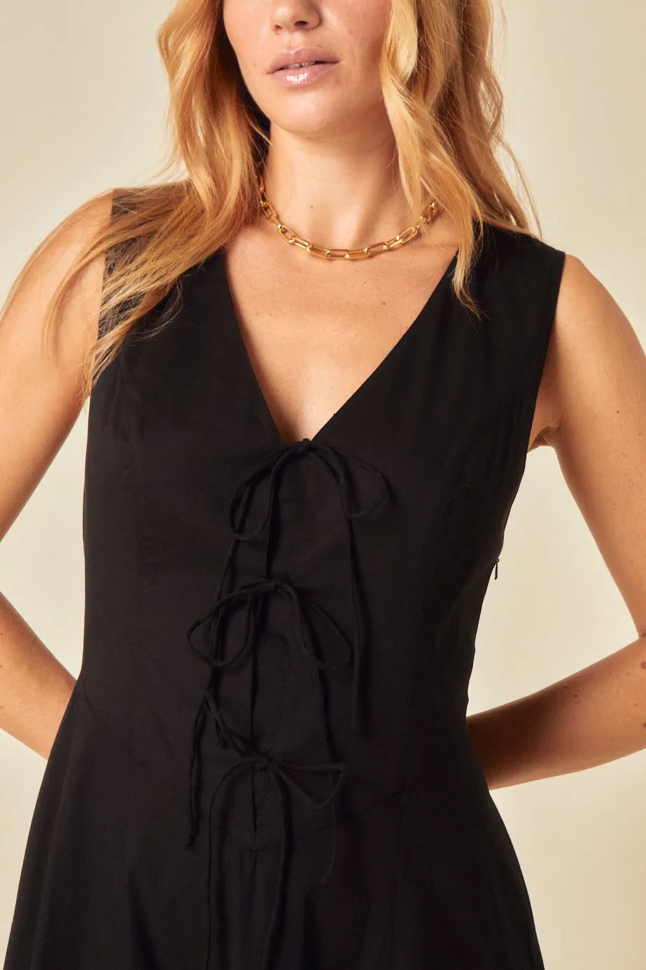 Black Tie Front Terra Midi Dress sold by Nobody's Child product image thumbnail 3