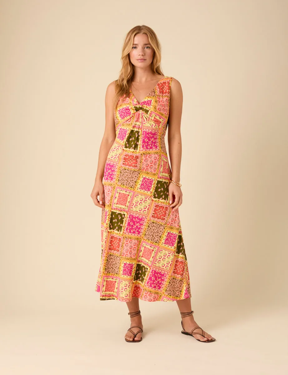 Yellow Patchwork Twist Front Athena Midi Dress sold by Nobody's Child product image thumbnail 5