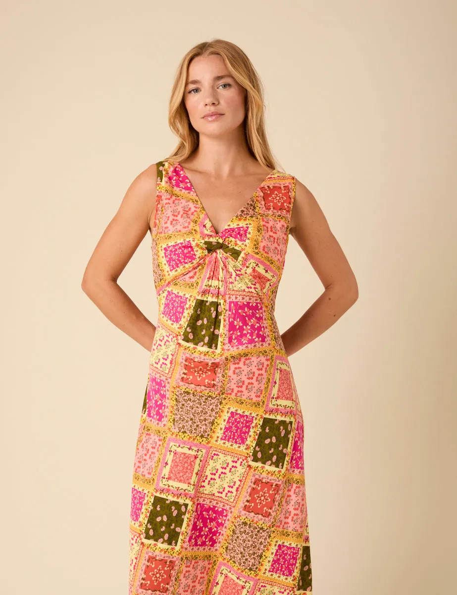 Yellow Patchwork Twist Front Athena Midi Dress sold by Nobody's Child product image thumbnail 4