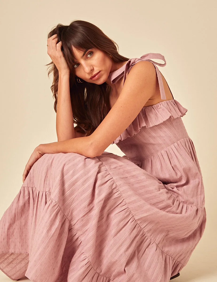 Pink Frill Tiered Delphine Midi Dress sold by Nobody's Child product image thumbnail 3