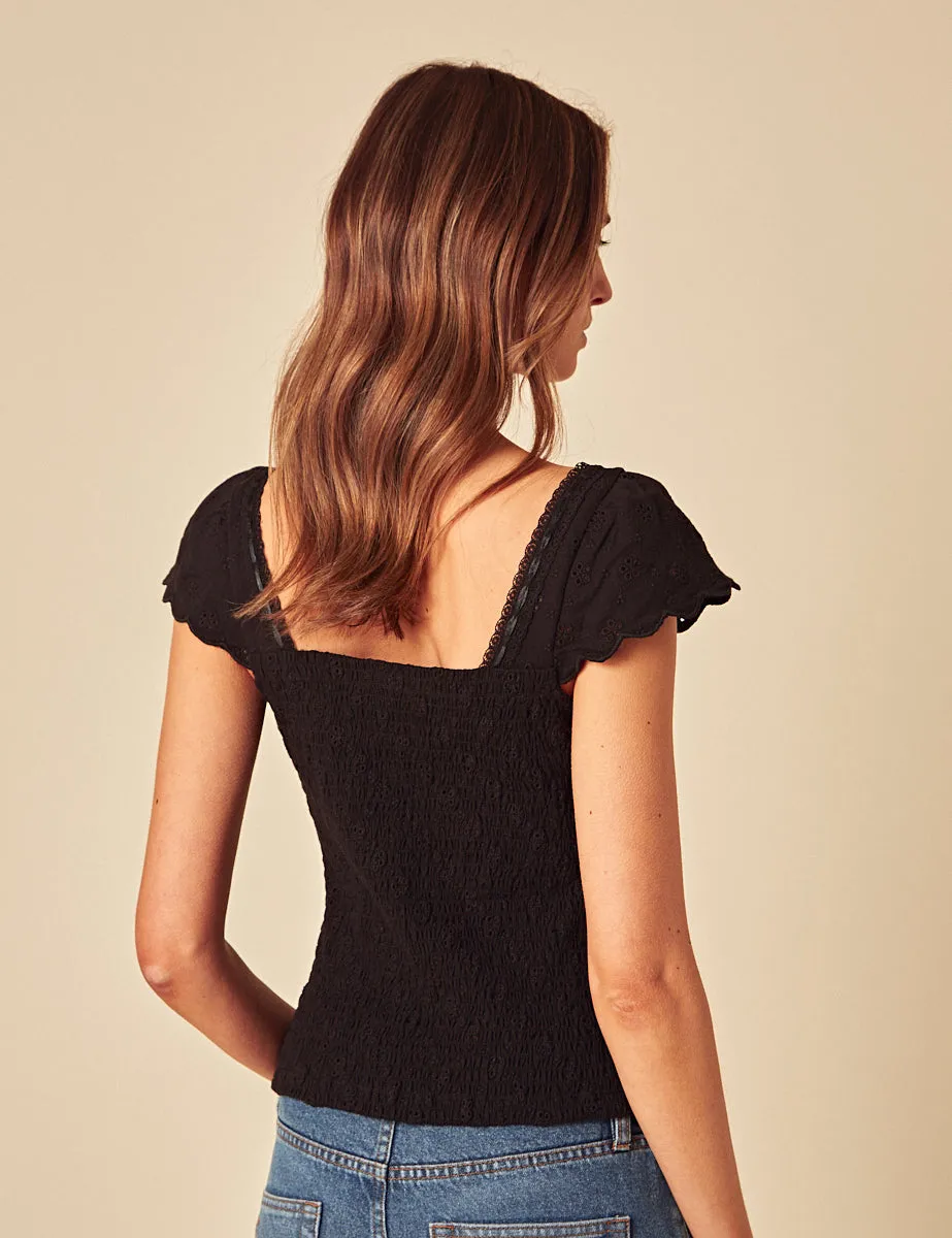 Black Melissa Broderie Jersey Top sold by Nobody's Child product image thumbnail 4