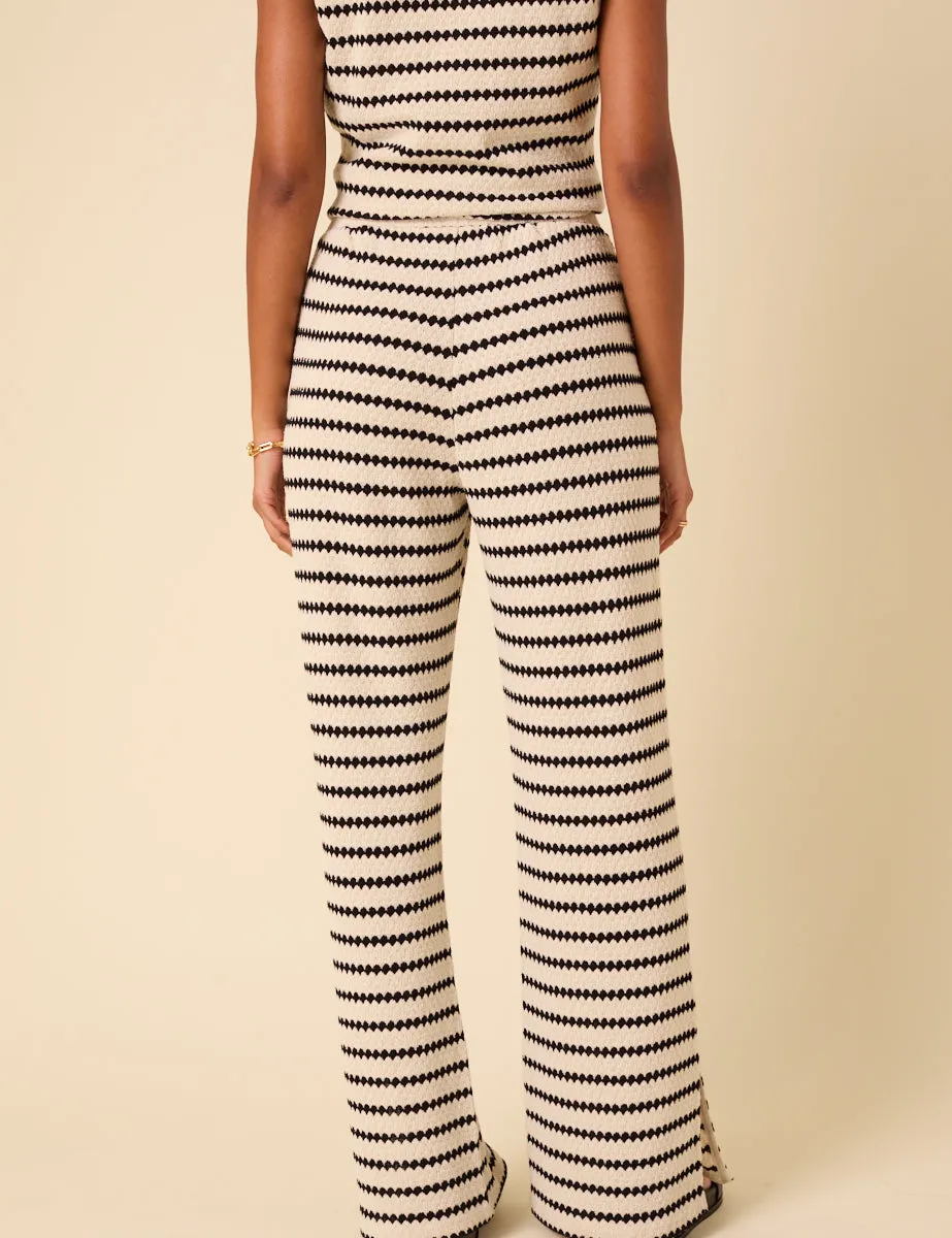 Black And Cream Striped Textured Wide Leg Trousers sold by Nobody's Child product image thumbnail 5
