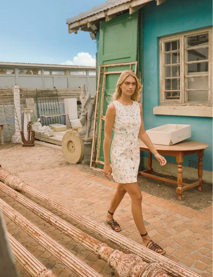 White Floral Embroidered Ned Mini Dress sold by Nobody's Child