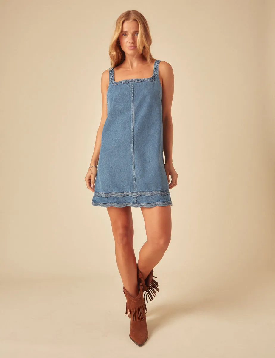 Blue Denim A-line Violet Mini Dress sold by Nobody's Child product image thumbnail 3