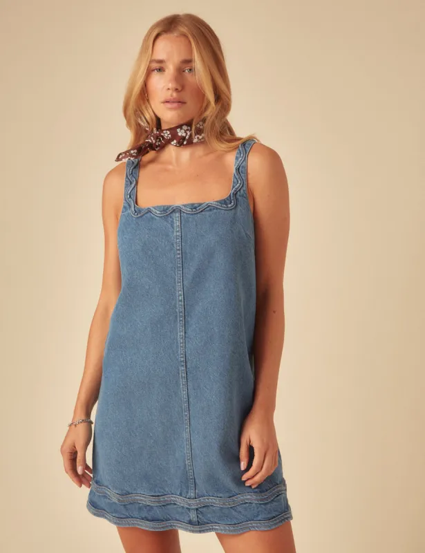 Blue Denim A-line Violet Mini Dress sold by Nobody's Child
