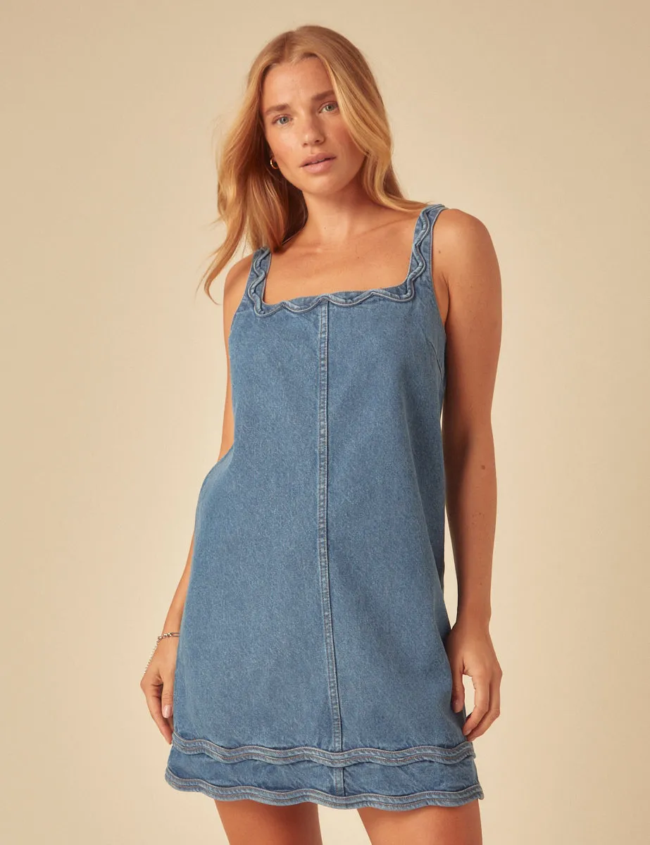 Blue Denim A-line Violet Mini Dress sold by Nobody's Child product image thumbnail 4