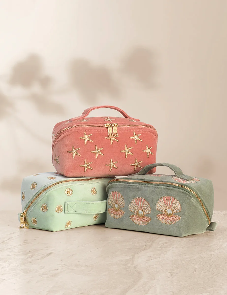 Elizabeth Scarlett Pink Starfish Embroidered Open Flat Make Up Bag sold by Nobody's Child product image thumbnail 3