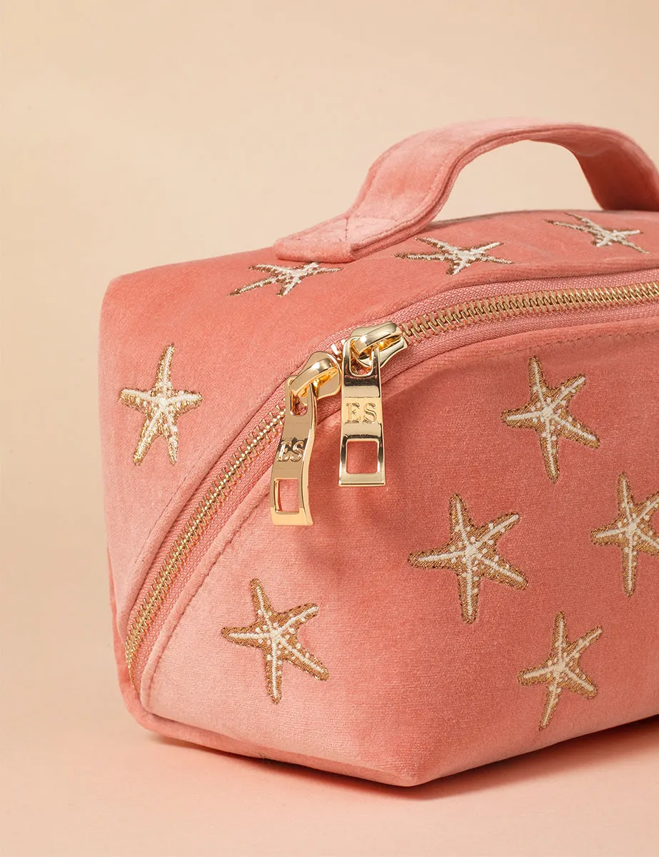Elizabeth Scarlett Pink Starfish Embroidered Open Flat Make Up Bag sold by Nobody's Child product image thumbnail 2