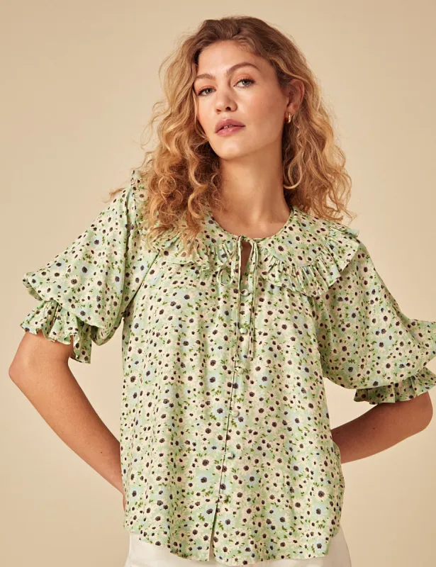 Elizabeth Scarlett Green Ditsy Aliyah Top sold by Nobody's Child