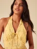Elizabeth Scarlett Butter Yellow Floral Halter Neck Lyne Midi Dress sold by Nobody's Child