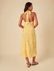 Elizabeth Scarlett Butter Yellow Floral Halter Neck Lyne Midi Dress sold by Nobody's Child