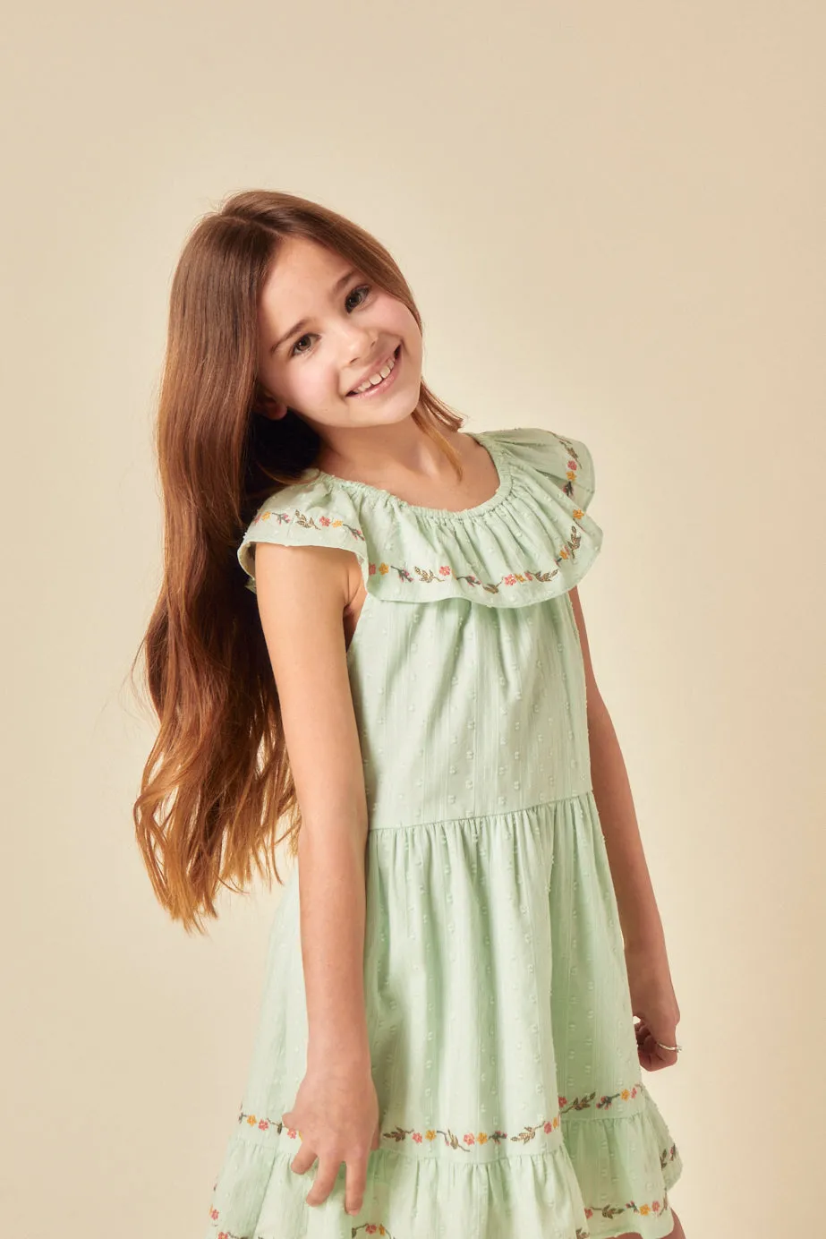 Elizabeth Scarlett Girls Mint Green Embroidered Gianna Dress sold by Nobody's Child product image thumbnail 2
