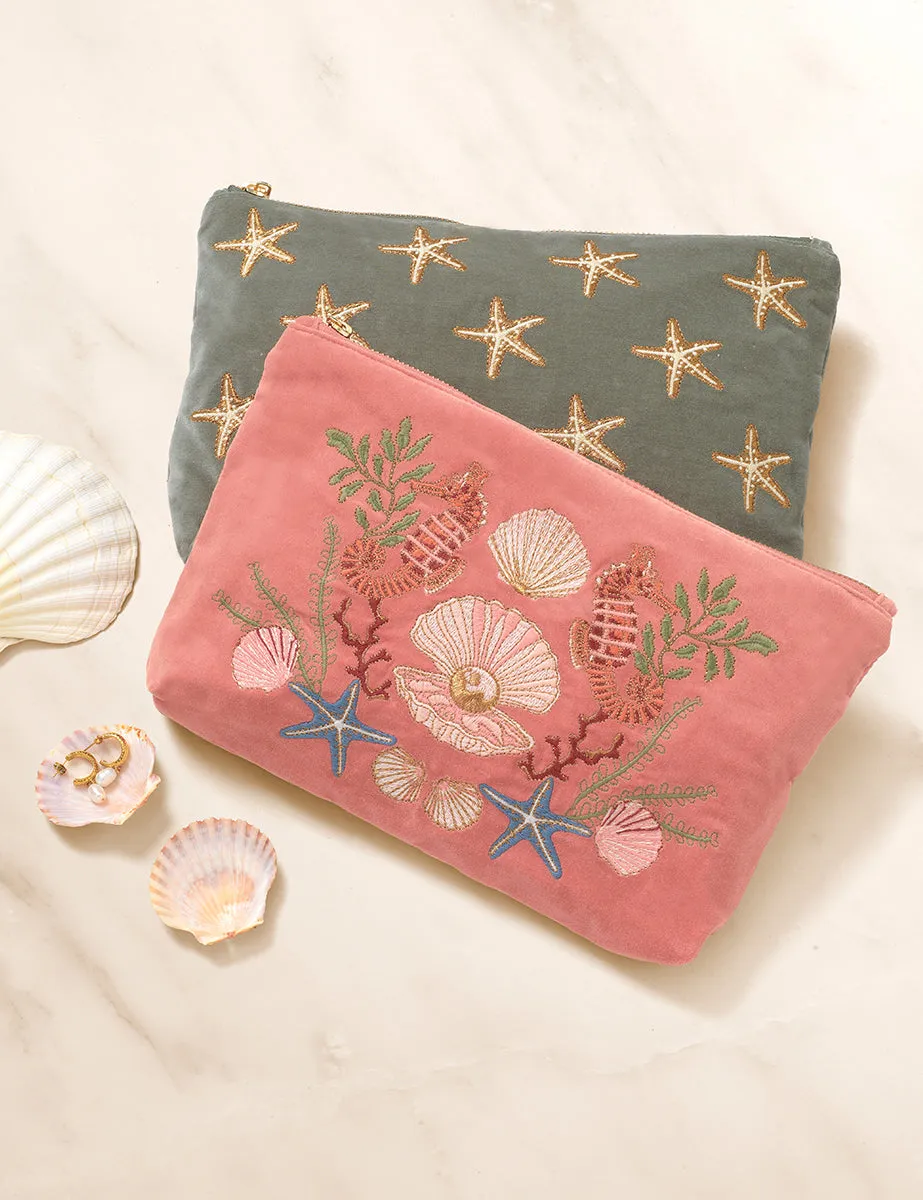 Elizabeth Scarlett Pink Embroidered Pouch sold by Nobody's Child product image thumbnail 3