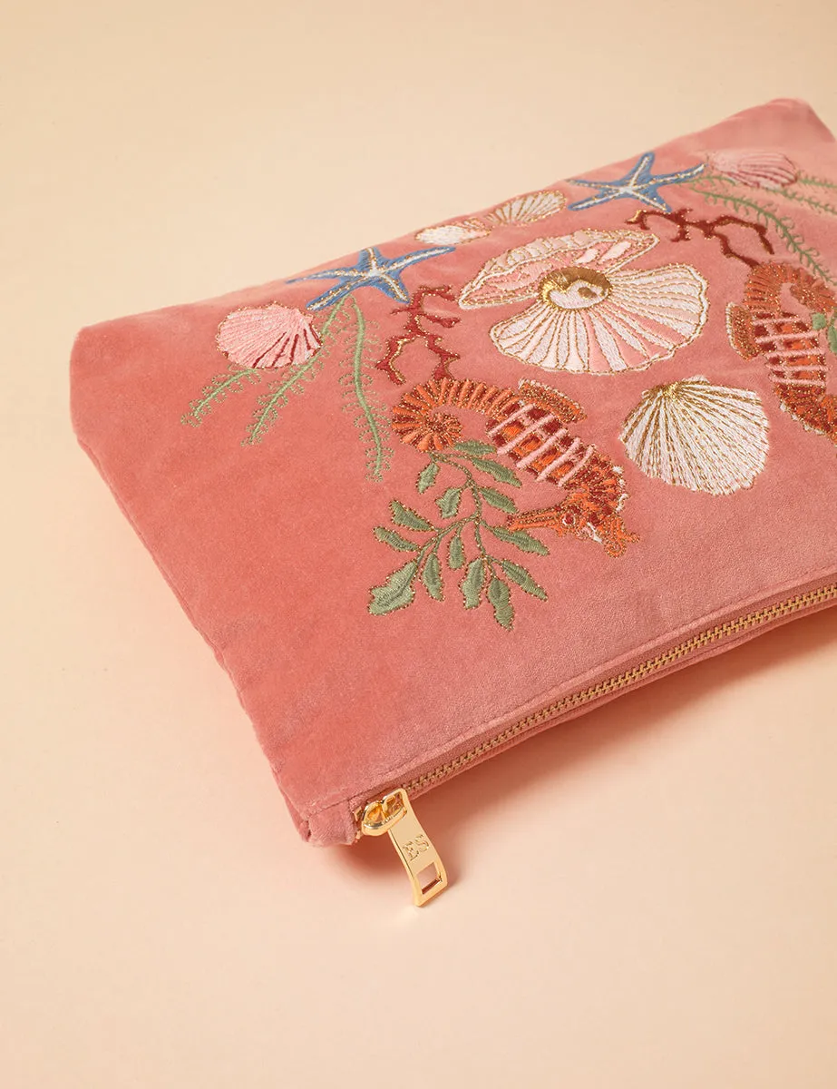 Elizabeth Scarlett Pink Embroidered Pouch sold by Nobody's Child product image thumbnail 2