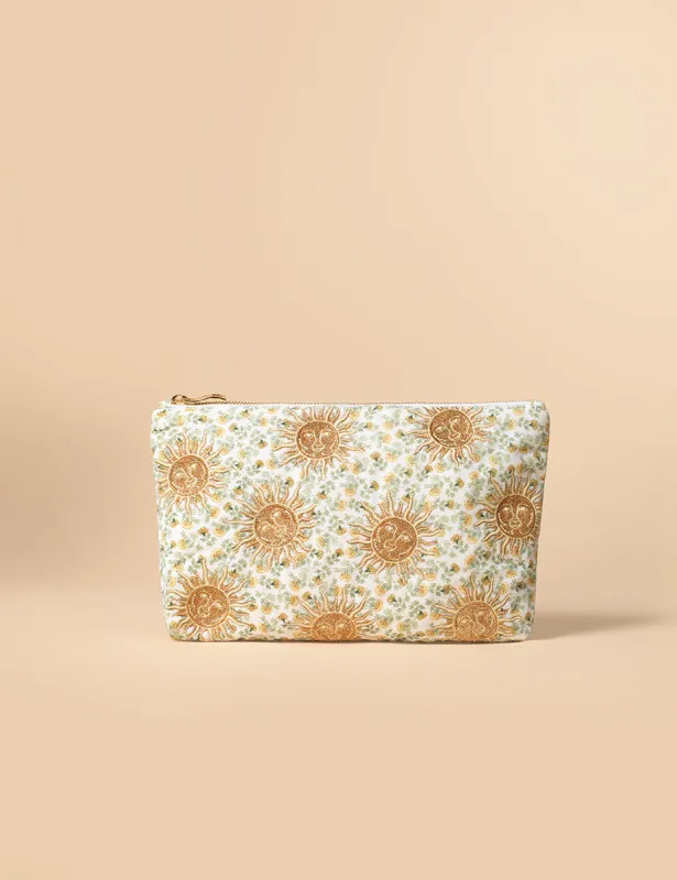Elizabeth Scarlett White Sun Embroidered Pouch sold by Nobody's Child