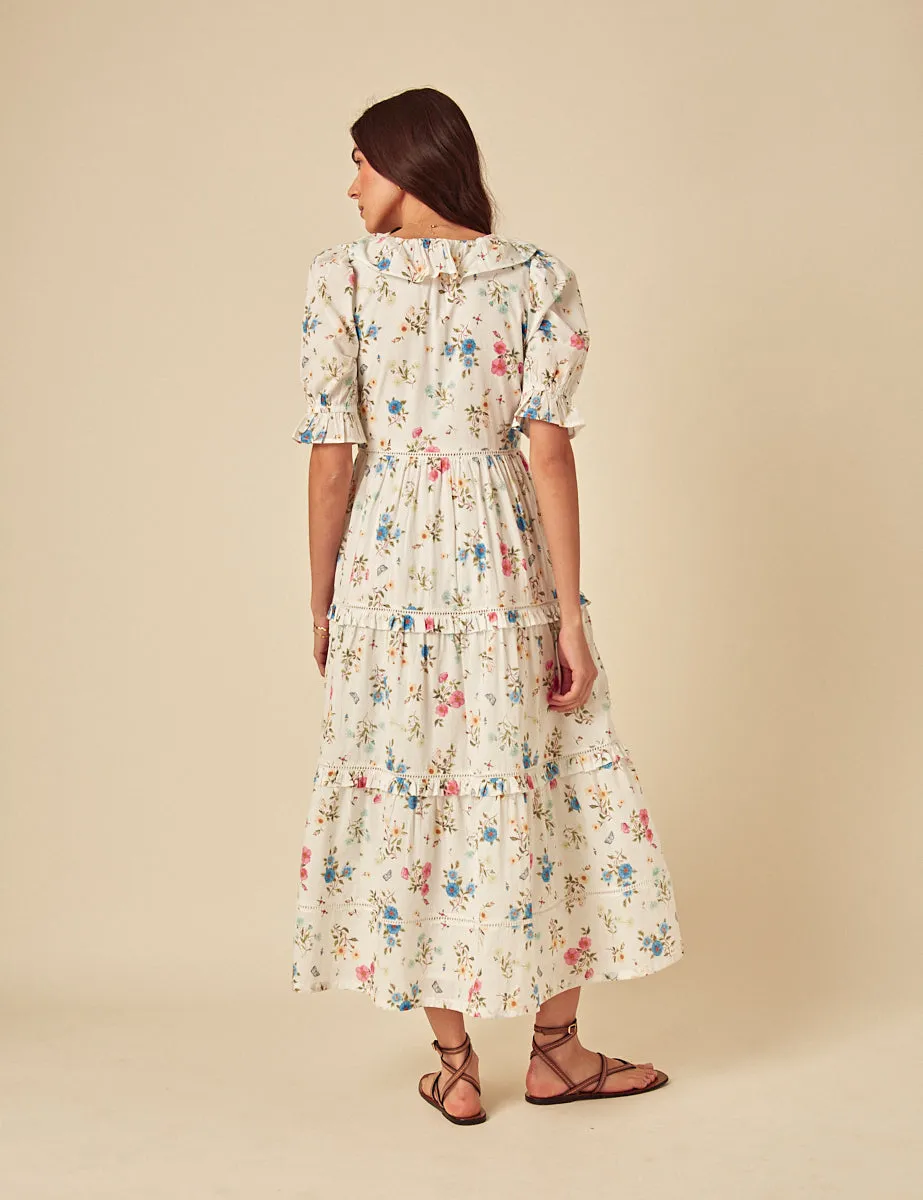 Elizabeth Scarlett White Floral Aurelia Midi Dress sold by Nobody's Child product image thumbnail 5
