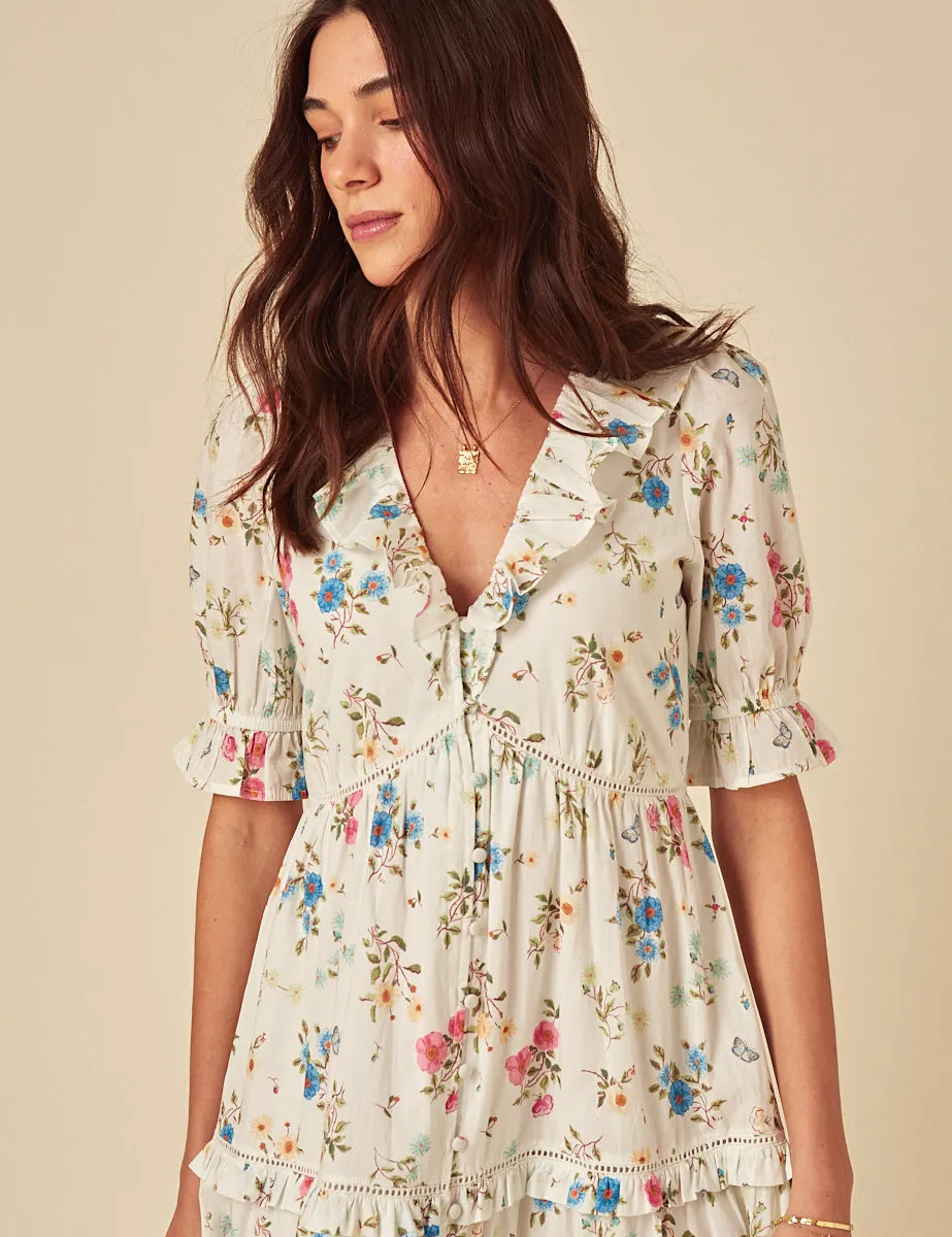 Elizabeth Scarlett White Floral Aurelia Midi Dress sold by Nobody's Child product image thumbnail 4