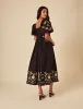 Elizabeth Scarlett Black Floral Embroidered Nova Midi Dress sold by Nobody's Child