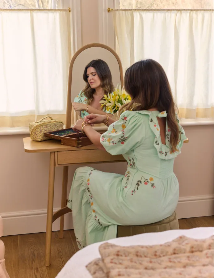 Elizabeth Scarlett Mint Green Floral Embroidered Asher Midi Dress sold by Nobody's Child product image thumbnail 3