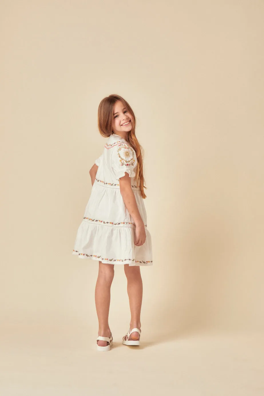 Elizabeth Scarlett Girls White Embroidered Quinn Mini Dress sold by Nobody's Child product image thumbnail 5
