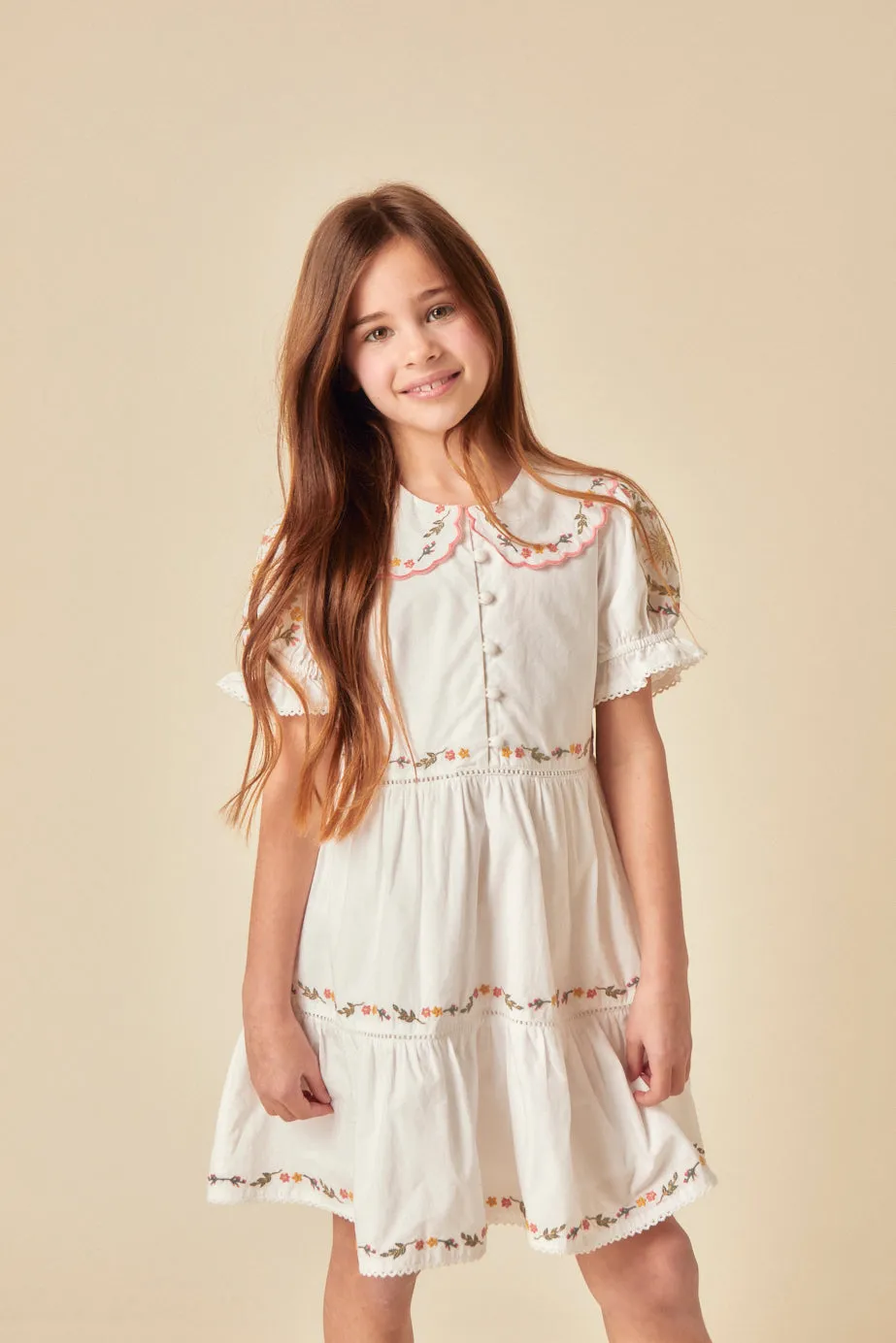 Elizabeth Scarlett Girls White Embroidered Quinn Mini Dress sold by Nobody's Child product image thumbnail 2