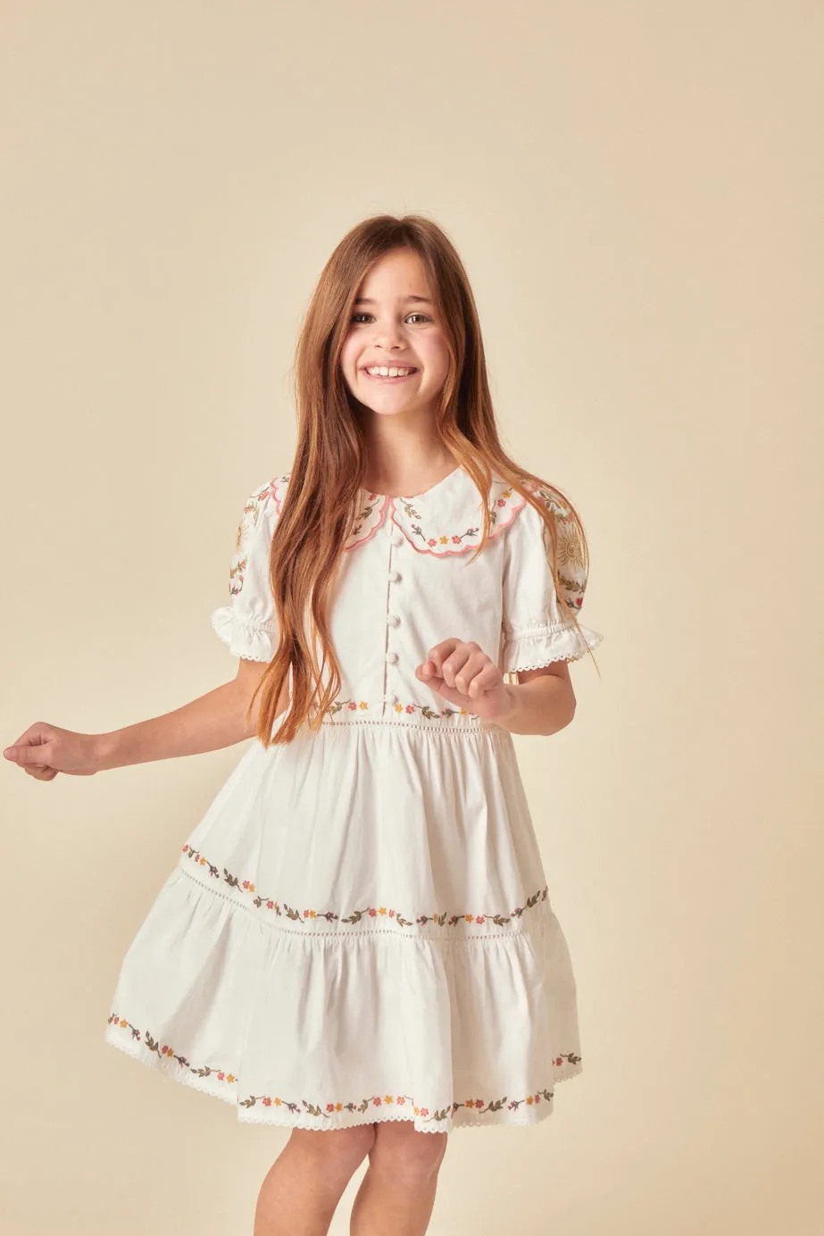 Elizabeth Scarlett Girls White Embroidered Quinn Mini Dress sold by Nobody's Child product image thumbnail 3