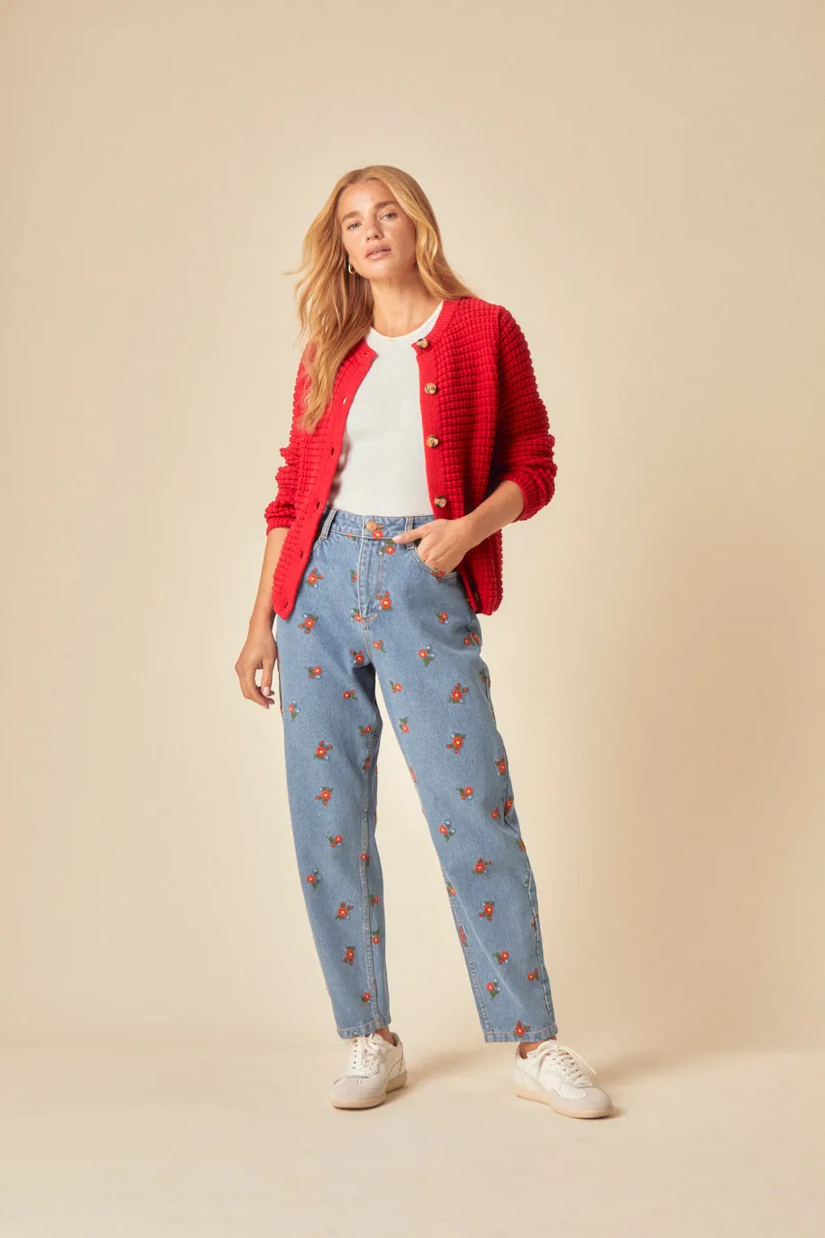 Blue Floral High Rise Embroidered Jeans sold by Nobody's Child product image thumbnail 3