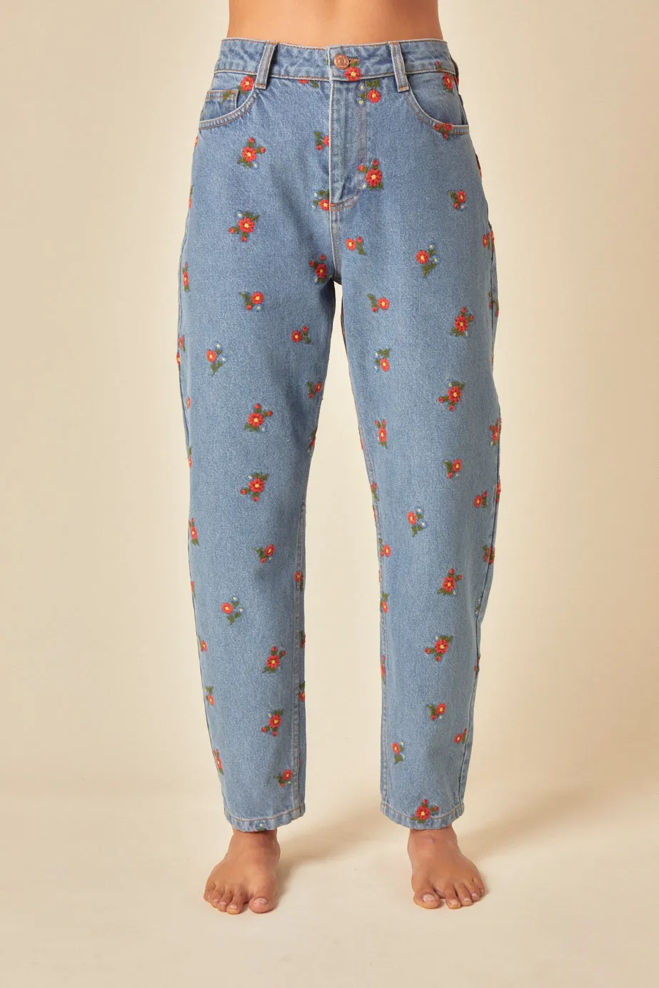 Blue Floral High Rise Embroidered Jeans sold by Nobody's Child product image thumbnail 2