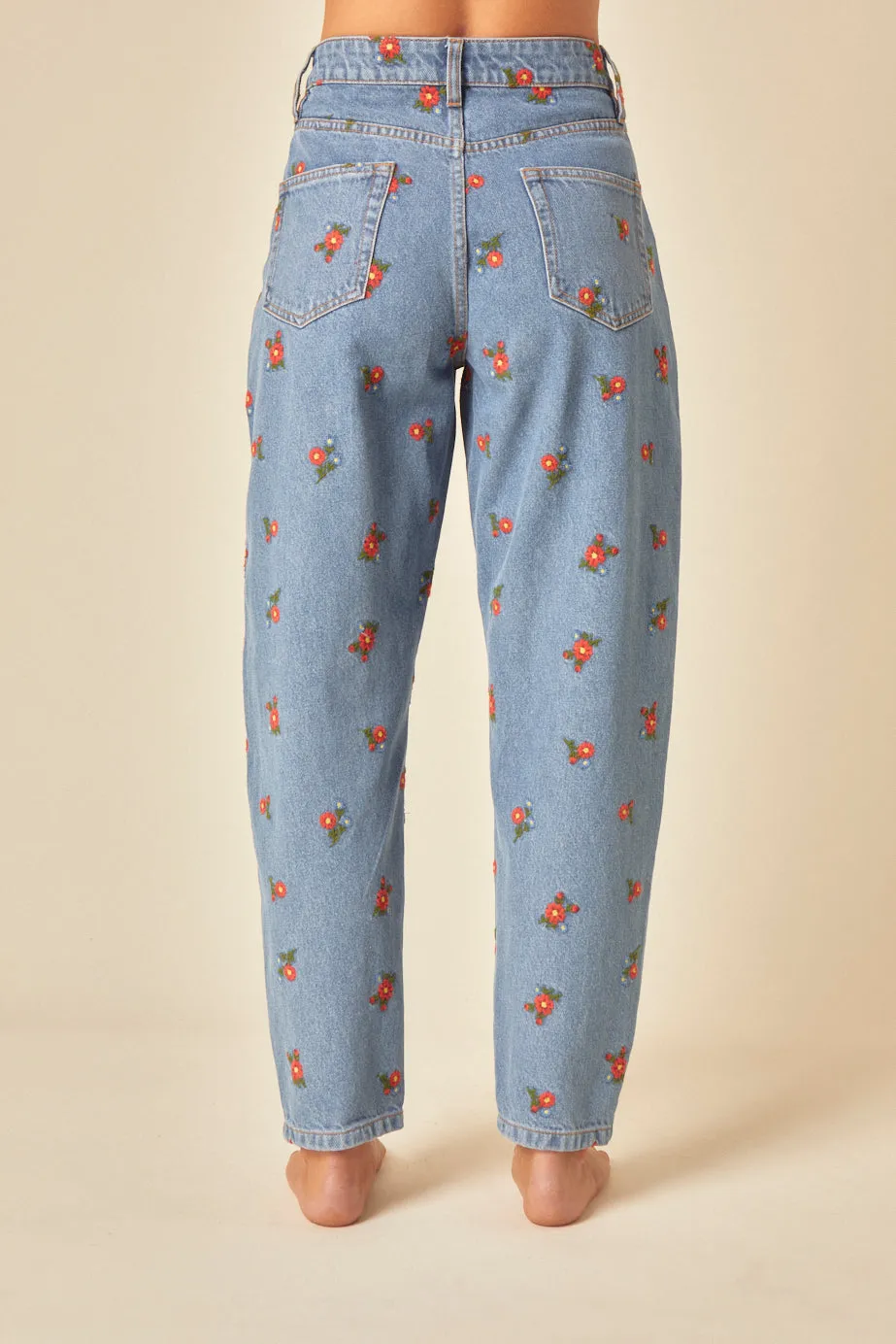 Blue Floral High Rise Embroidered Jeans sold by Nobody's Child product image thumbnail 5
