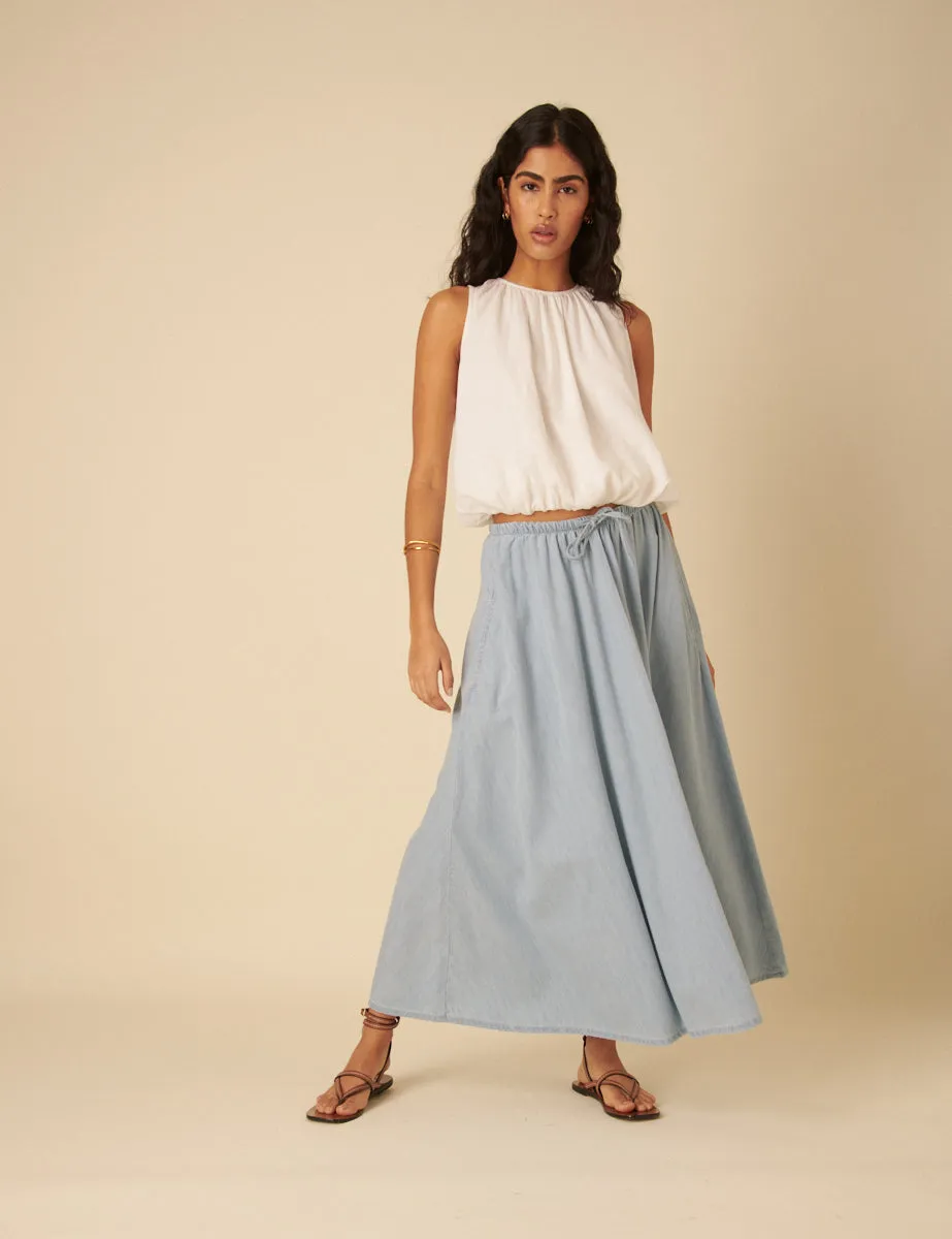 Light Blue Denim Maxi Skirt sold by Nobody's Child product image thumbnail 3
