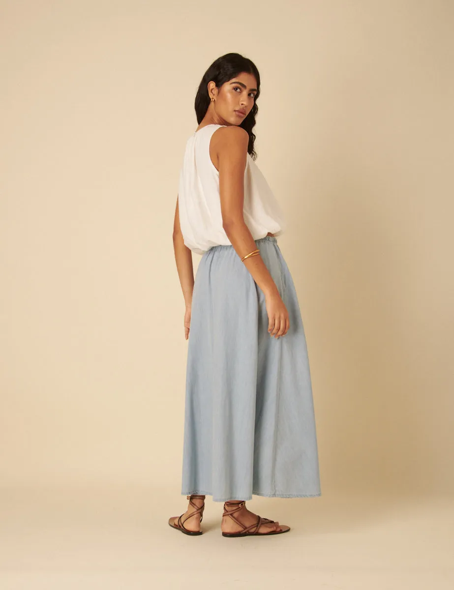 Light Blue Denim Maxi Skirt sold by Nobody's Child product image thumbnail 4