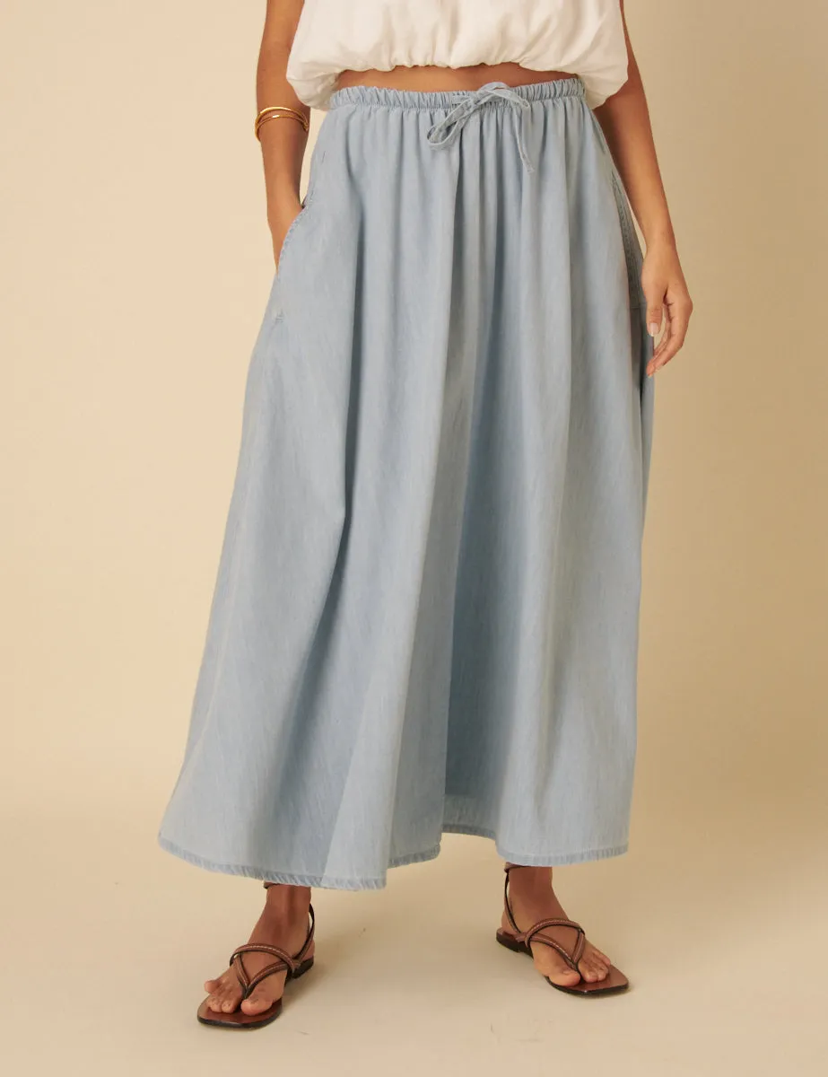 Light Blue Denim Maxi Skirt sold by Nobody's Child product image thumbnail 2