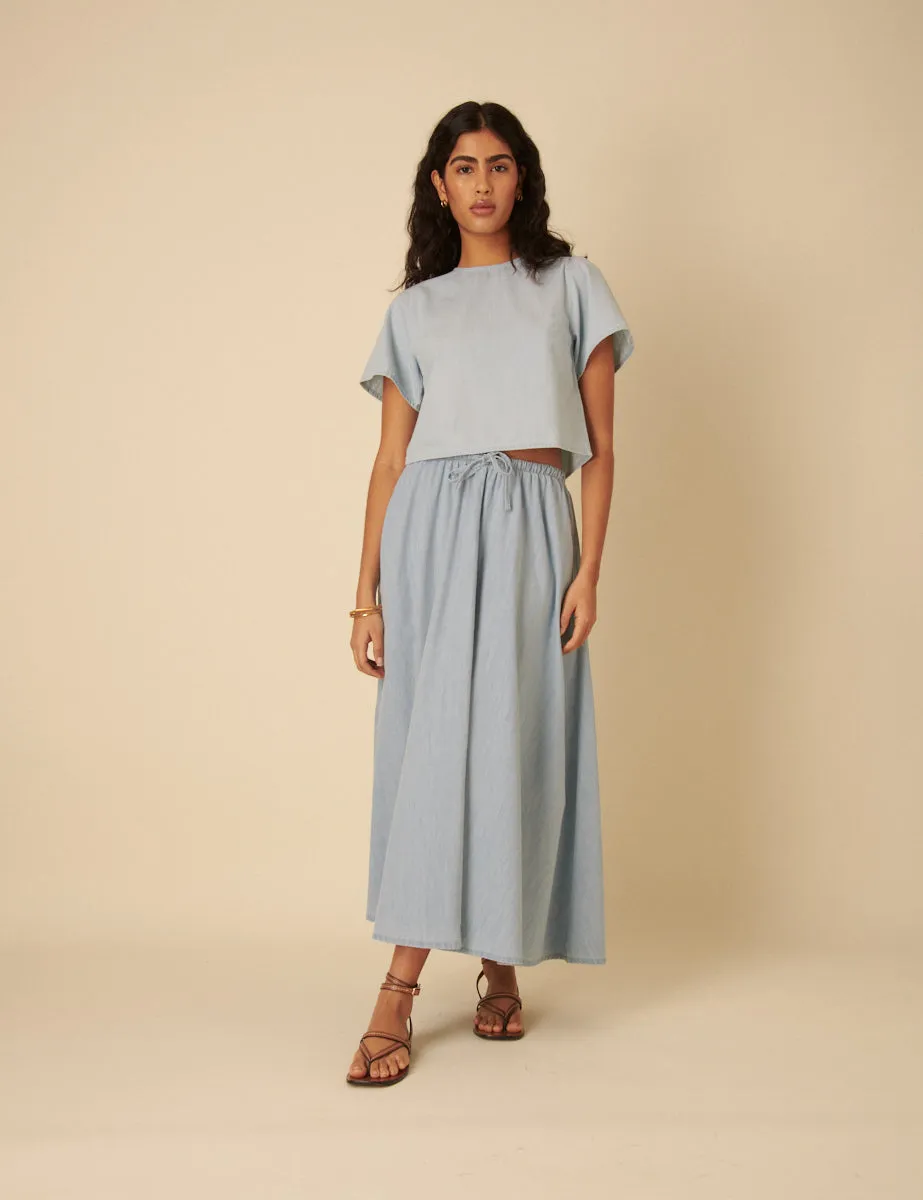 Light Blue Denim Short Sleeve Top sold by Nobody's Child product image thumbnail 4