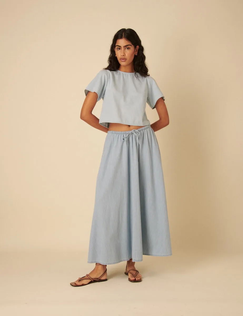 Light Blue Denim Short Sleeve Top sold by Nobody's Child product image thumbnail 2